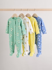 Green Floral Baby 100% Cotton Sleepsuits 4 Pack (0-2yrs) - Image 1 of 14