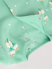 Green Floral Baby 100% Cotton Sleepsuits 4 Pack (0-2yrs) - Image 10 of 14