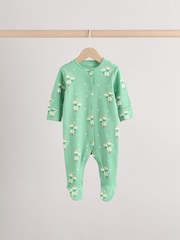 Green Floral Baby 100% Cotton Sleepsuits 4 Pack (0-2yrs) - Image 6 of 14