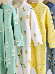 Green Floral Baby 100% Cotton Sleepsuits 4 Pack (0-2yrs) - Image 8 of 14