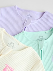Multi Two Way Zip Baby Footless 100% Cotton Sleepsuits 3 Pack (0mths-3yrs) - Image 10 of 14
