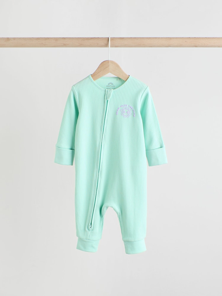 Multi Two Way Zip Baby Footless 100% Cotton Sleepsuits 3 Pack (0mths-3yrs) - Image 3 of 14