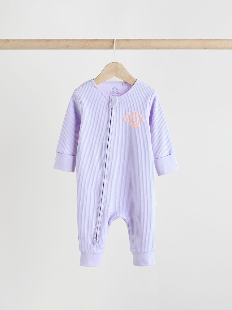 Multi Two Way Zip Baby Footless 100% Cotton Sleepsuits 3 Pack (0mths-3yrs) - Image 5 of 14