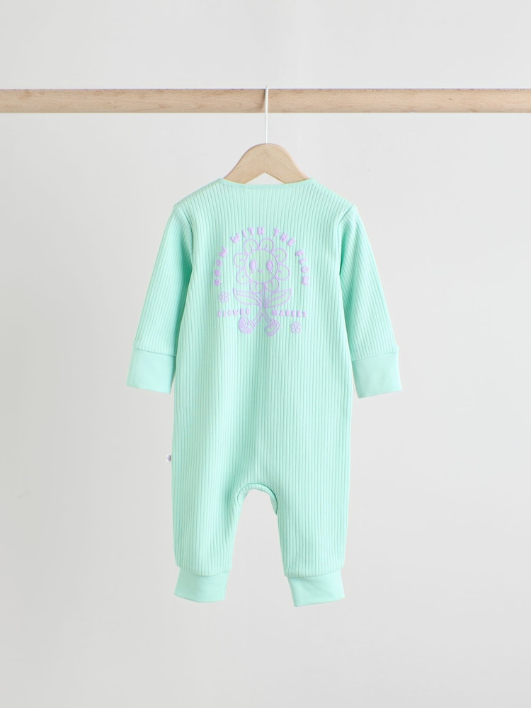 Multi Two Way Zip Baby Footless 100% Cotton Sleepsuits 3 Pack (0mths-3yrs) - Image 6 of 14