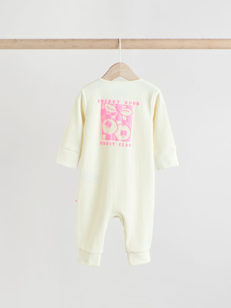 Multi Two Way Zip Baby Footless 100% Cotton Sleepsuits 3 Pack (0mths-3yrs) - Image 7 of 14