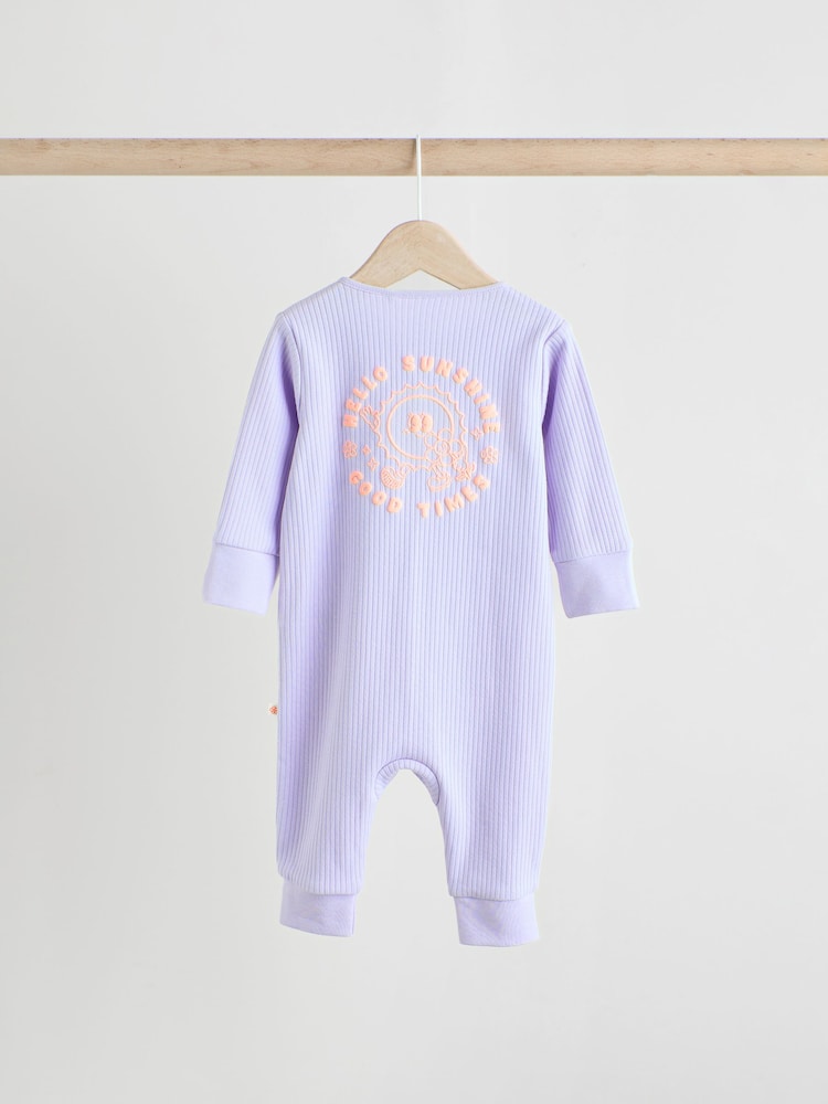 Multi Two Way Zip Baby Footless 100% Cotton Sleepsuits 3 Pack (0mths-3yrs) - Image 8 of 14