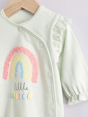 Vert sauge Vert Little Sister - Bébé Family 100% Cotton Combinaison de nuit (0-2ans) - Image 6 de 11