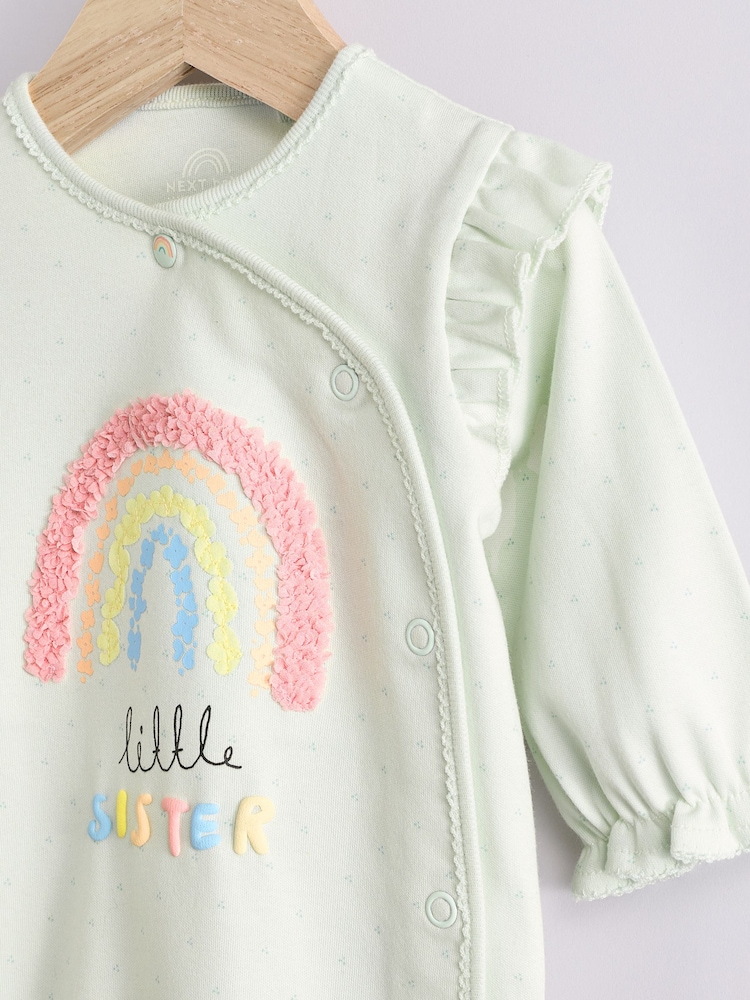 Vert sauge Vert Little Sister - Bébé Family 100% Cotton Combinaison de nuit (0-2ans) - Image 6 of 11