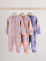Lilac Purple Baby Footless Sleepsuits 3 Pack (0mths-3yrs) - Image 1 of 12