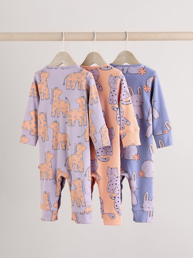 Lilac Purple Baby Footless Sleepsuits 3 Pack (0mths-3yrs) - Image 2 of 12