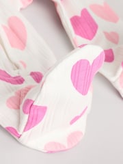 Rose - Lot de 3 dors-bien en2 100% coton imprimé cœur rose (0mois) (0mois-2ans) - Image 12 de 15