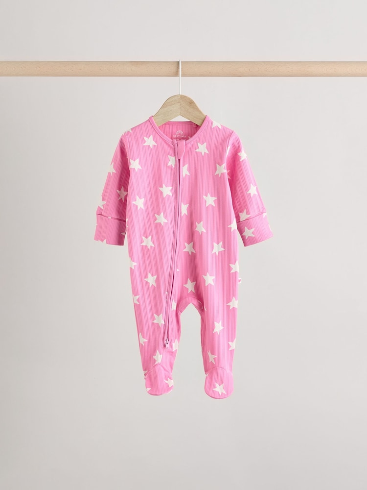 Rose - Lot de 3 dors-bien en2 100% coton imprimé cœur rose (0mois) (0mois-2ans) - Image 4 of 15