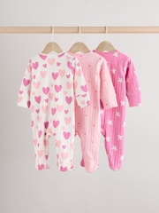 Rose - Lot de 3 dors-bien en2 100% coton imprimé cœur rose (0mois) (0mois-2ans) - Image 5 de 15