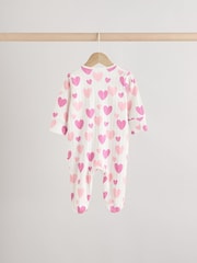 Rose - Lot de 3 dors-bien en2 100% coton imprimé cœur rose (0mois) (0mois-2ans) - Image 6 de 15