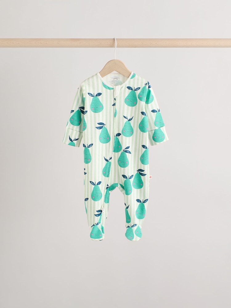 Multi Two Way Zip Baby 100% Fruit Cotton Sleepsuits 5 Pack (0mths-2yrs) - Image 3 of 14