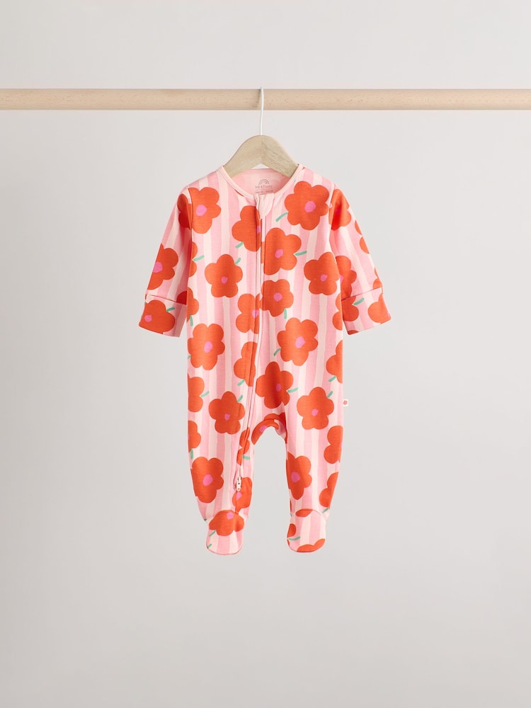 Multi Two Way Zip Baby 100% Fruit Cotton Sleepsuits 5 Pack (0mths-2yrs) - Image 5 of 14