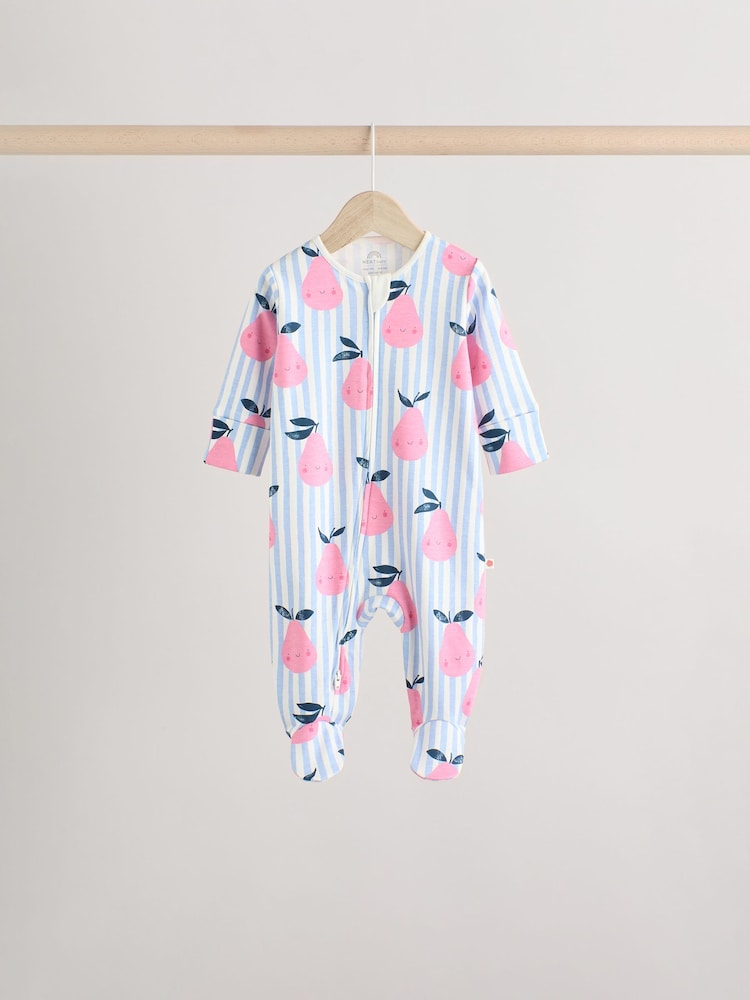 Multi Two Way Zip Baby 100% Fruit Cotton Sleepsuits 5 Pack (0mths-2yrs) - Image 7 of 14