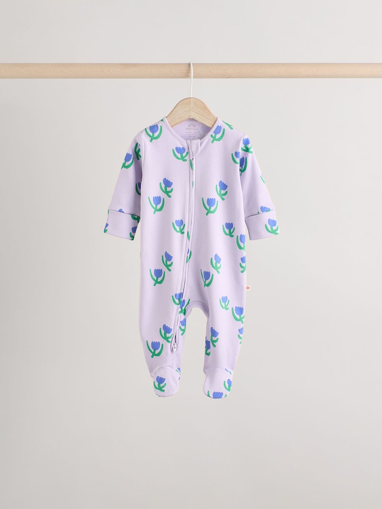 Multi Two Way Zip Baby 100% Fruit Cotton Sleepsuits 5 Pack (0mths-2yrs) - Image 8 of 14