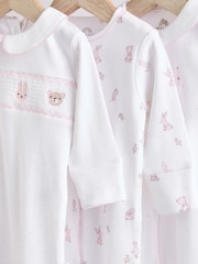 White Baby Collar 100% Cotton Sleepsuits 3 Pack (0-2yrs) - Image 7 of 13