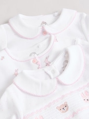 White Baby Collar 100% Cotton Sleepsuits 3 Pack (0-2yrs) - Image 8 of 13