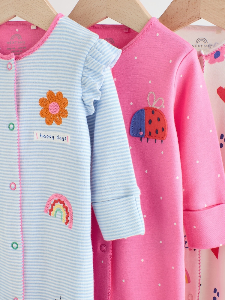 Blue Bunny 3 Pack Baby Sleepsuits (0mths-2yrs) (0mths-2yrs) - Image 7 of 13