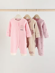 Pink Baby Footless Sleepsuits 3 Pack (0mths-3yrs) - Image 1 of 13