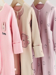 Pink Baby Footless Sleepsuits 3 Pack (0mths-3yrs) - Image 7 of 13