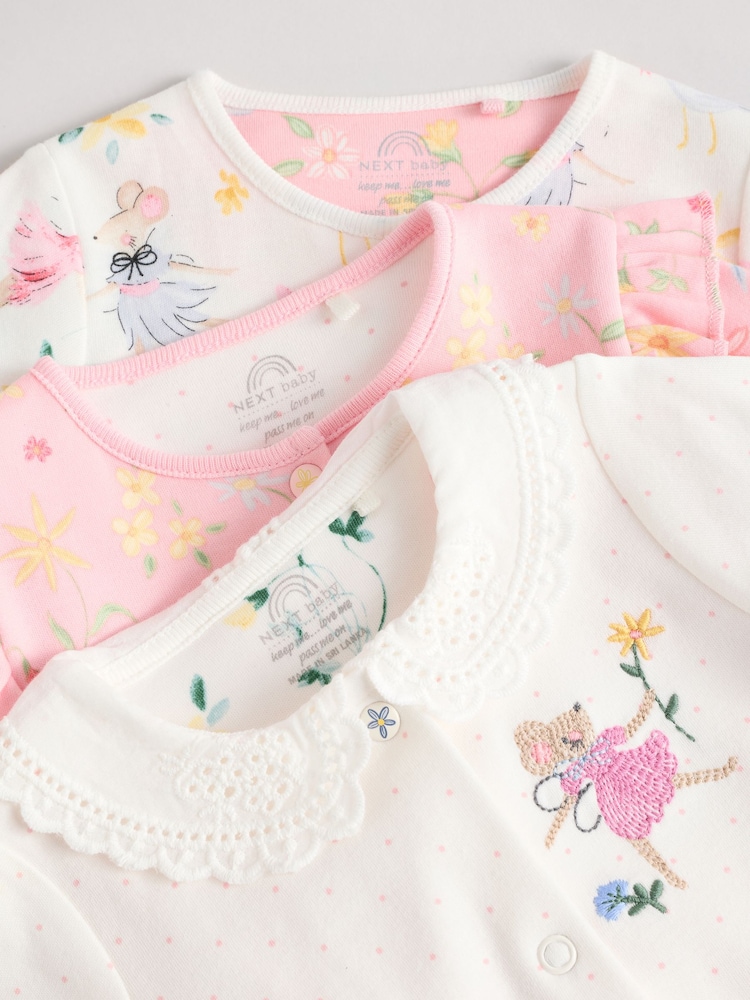 Rose - Dors-bien imprimés à volants 100% coton 3 Lot (0-2ans) - Image 8 of 13