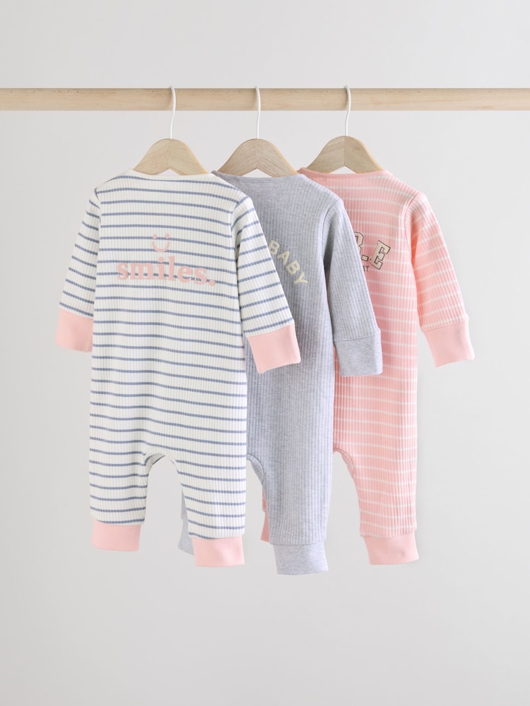 Pink & Grau - 3er-Pack Baby-Schlafanzüge mit Slogan aus 100 % Baumwolle (0M.–3J.) (0M.–3J.) - Bild 2 von 13 Pink & Grau - 3er-Pack Baby-Schlafanzüge mit Slogan aus 100 % Baumwolle (0M.–3J.) (0M.–3J.) - Bild 2 von 13