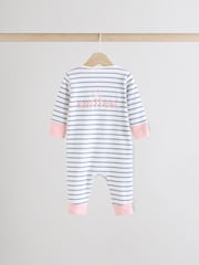 Pink/Grey 3 Pack Baby Slogan 100% Cotton Sleepsuits (0mths-3yrs) (0mths-3yrs) - Image 4 of 13