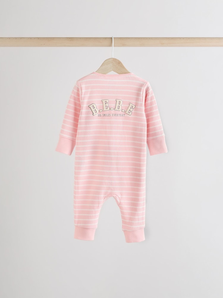 Rose/Gris - Lot de 3 dors-bien bébé à slogan 100% coton (0mois3ans) (0mois3ans) - Image 8 of 13