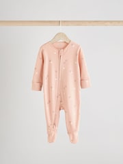 Multi Baby Two Way Zip 100% Cotton Sleepsuits 4 Pack (0mths-2yrs) - Image 5 of 14