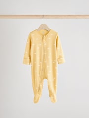 Multi Baby Two Way Zip 100% Cotton Sleepsuits 4 Pack (0mths-2yrs) - Image 6 of 14
