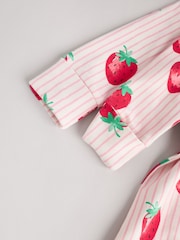 Vermelho - Pacote 3 de macacões 100% algodão e morango para bebês (0a3anos) - Imagem 11 de 12