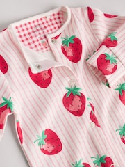 Vermelho - Pacote 3 de macacões 100% algodão e morango para bebês (0a3anos) - Imagem 8 de 12
