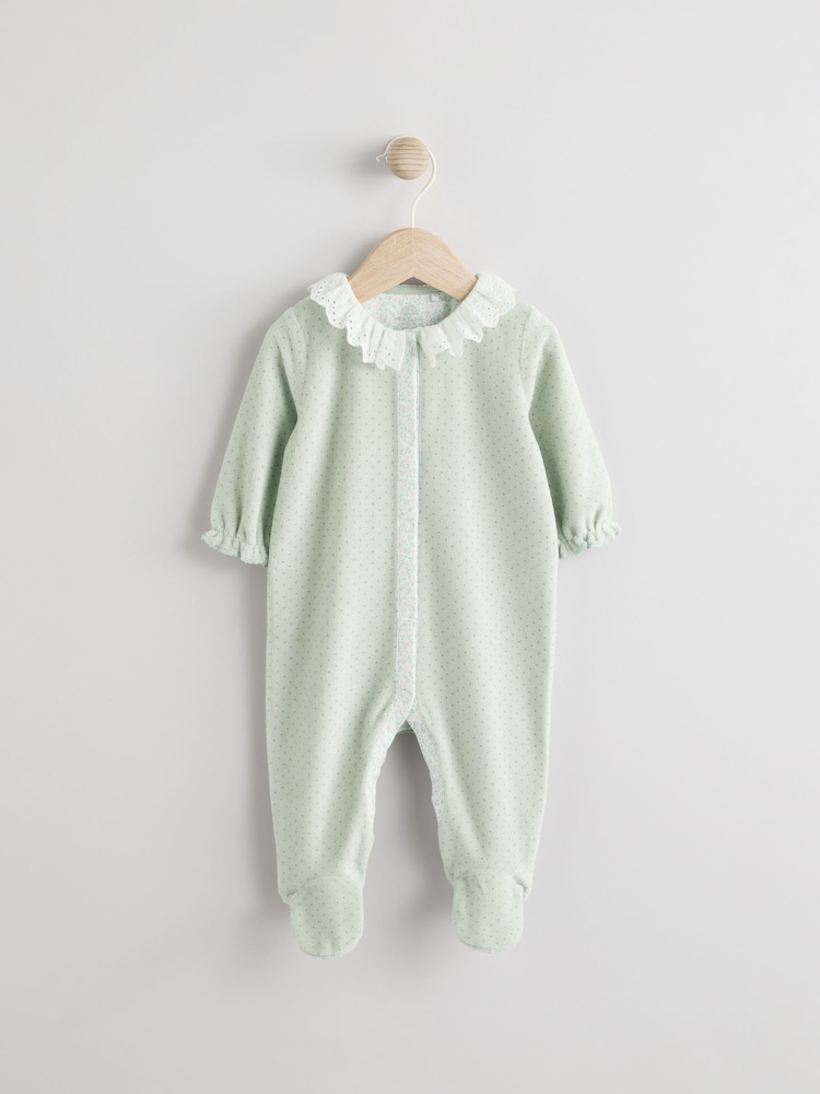 Green Velour Baby Sleepsuit (0mths-3yrs) - Image 1 of 7