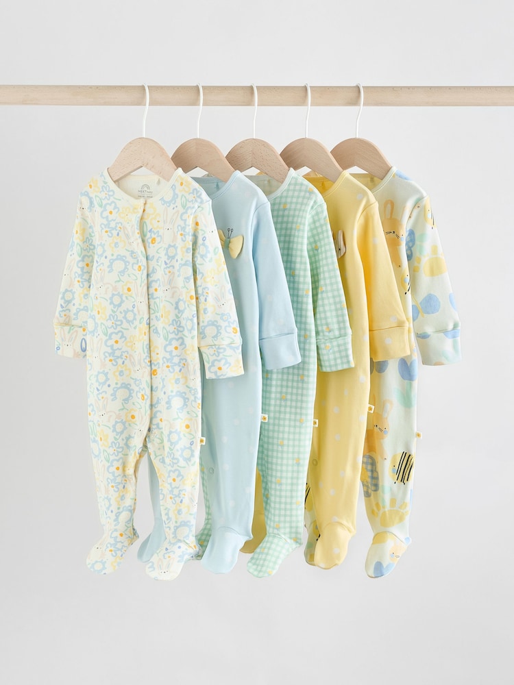 Yellow 5 Pack Baby Sleepsuits (0mths-2yrs) (0mths-2yrs) - Image 1 of 15