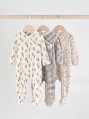 Cream/Red Popper Baby 100% Cotton Sleepsuits 3 Pack (0mths-2yrs) - Image 1 of 13