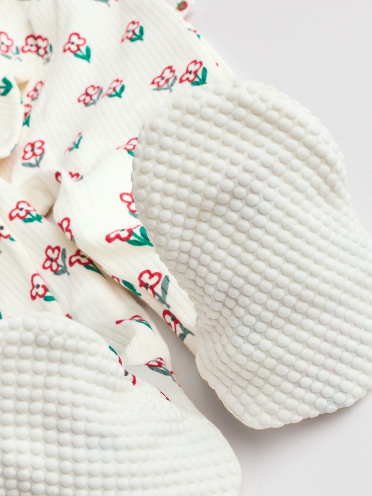 Cream/Red Popper Baby 100% Cotton Sleepsuits 3 Pack (0mths-2yrs) - Image 13 of 13
