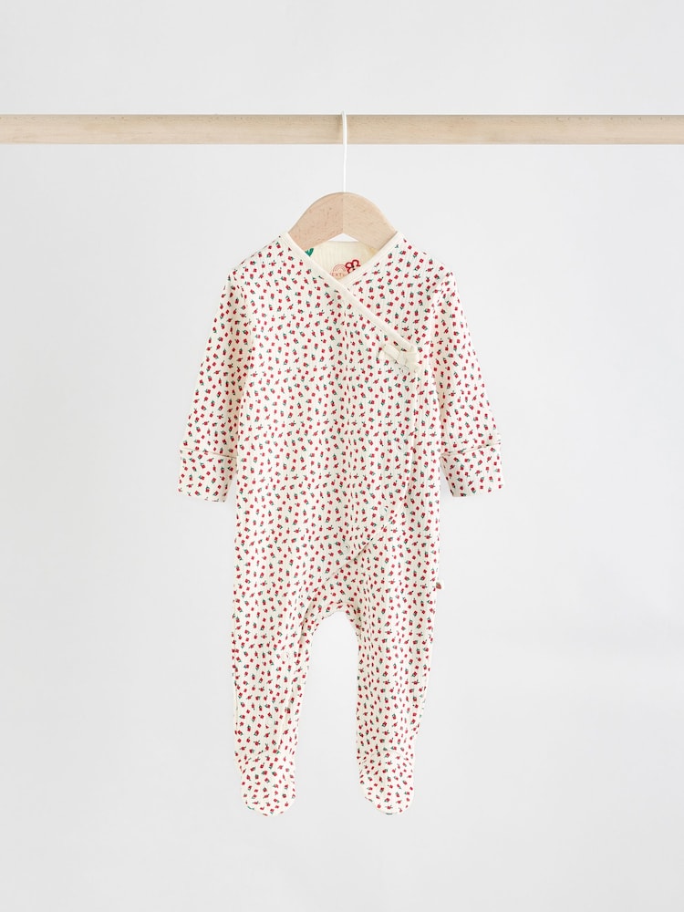 Cream/Red Popper Baby 100% Cotton Sleepsuits 3 Pack (0mths-2yrs) - Image 5 of 13
