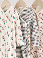 Cream/Red Popper Baby 100% Cotton Sleepsuits 3 Pack (0mths-2yrs) - Image 6 of 13