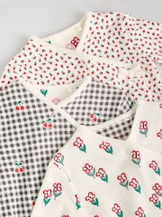 Cream/Red Popper Baby 100% Cotton Sleepsuits 3 Pack (0mths-2yrs) - Image 7 of 13