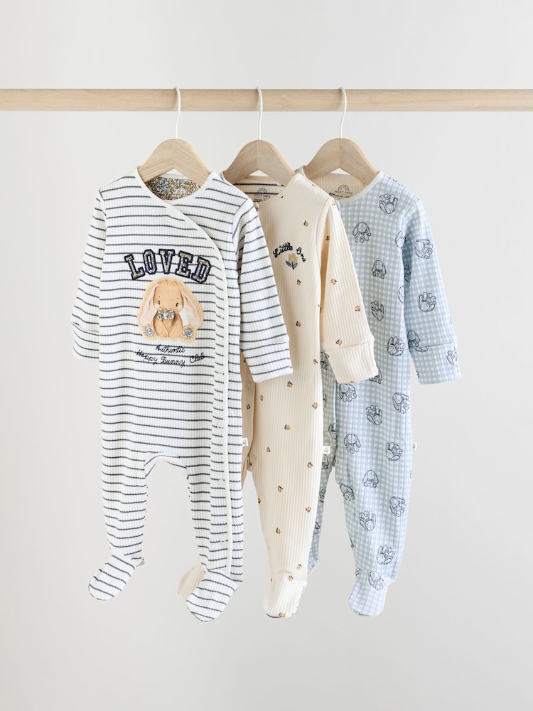 Blau/Weiß - 3er-Pack Baby-Schlafanzüge mit Häschenmotiv (0M.–2J.) (0M.–2J.) - Bild 1 von 19 Blau/Weiß - 3er-Pack Baby-Schlafanzüge mit Häschenmotiv (0M.–2J.) (0M.–2J.) - Bild 1 von 19