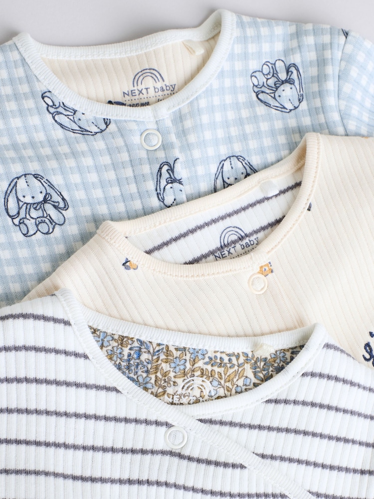 Blue/White Bunny 3 Pack Baby Sleepsuits (0mths-2yrs) (0mths-2yrs) - Image 14 of 19