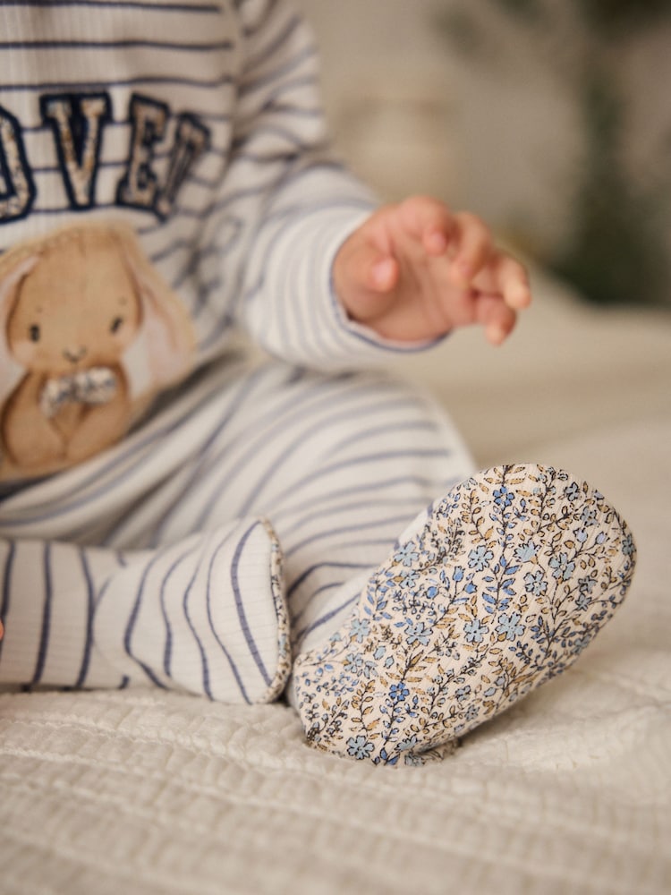 Blue/White Bunny 3 Pack Baby Sleepsuits (0mths-2yrs) (0mths-2yrs) - Image 7 of 19