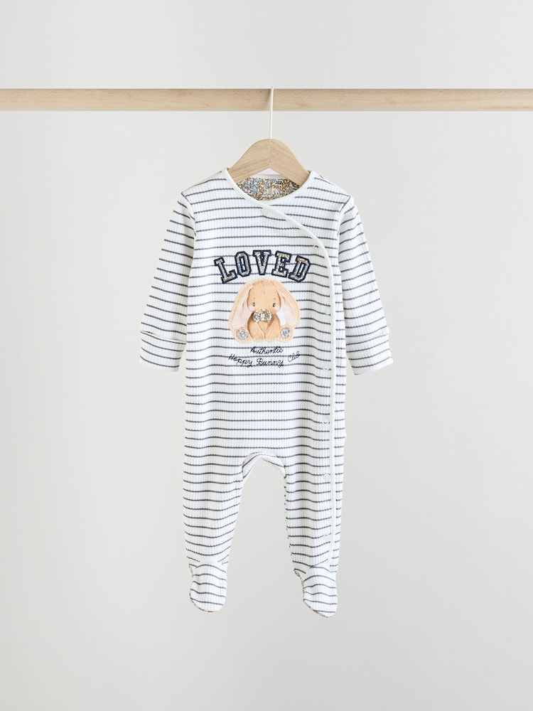 Blue/White Bunny 3 Pack Baby Sleepsuits (0mths-2yrs) (0mths-2yrs) - Image 9 of 19