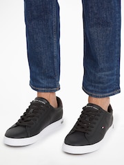 Tommy Hilfiger Black Essential Leather Detail Trainers - Image 1 of 3