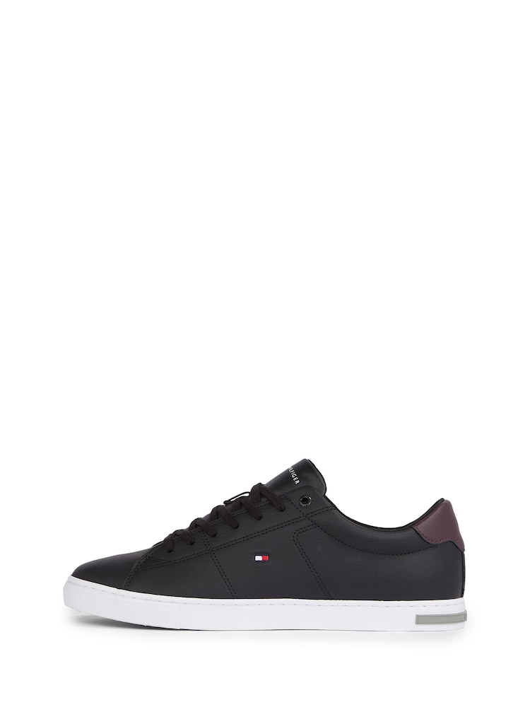 Tommy Hilfiger Black Essential Leather Detail Trainers - Image 2 of 3