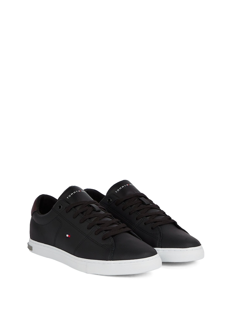 Tommy Hilfiger Black Essential Leather Detail Trainers - Image 3 of 3