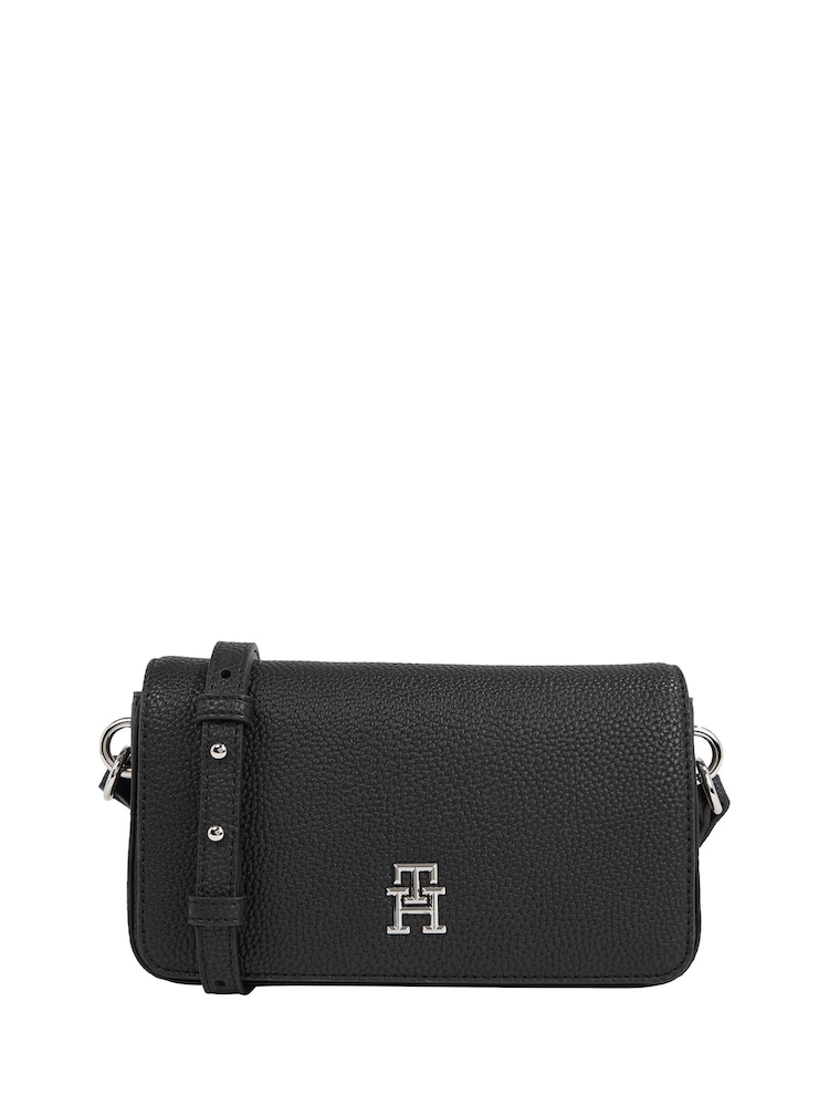 Tommy Hilfiger Black Emblem Flap Crossover Bag - Image 2 of 4